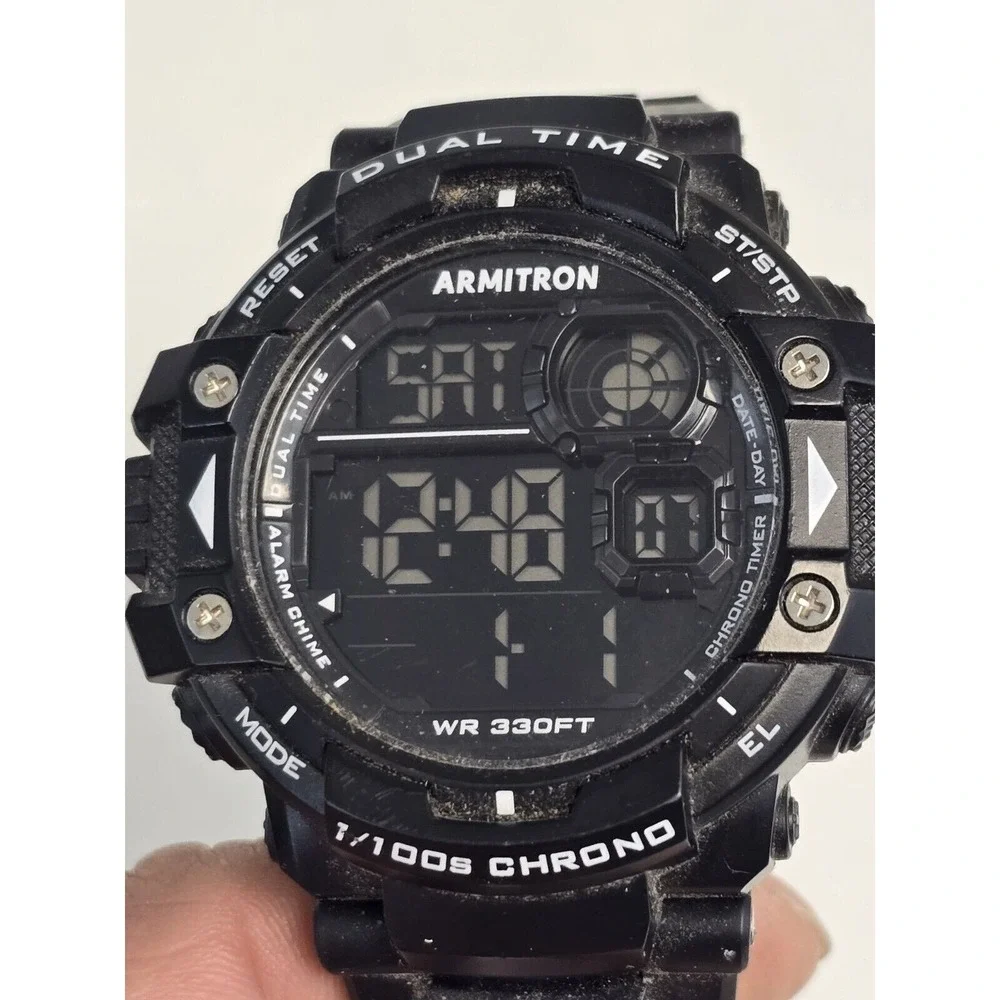 ARMITRON 330ft WATCH FOR MEN BLACK CAMOUFLAGE PRO SPORT CHRONO MD13284